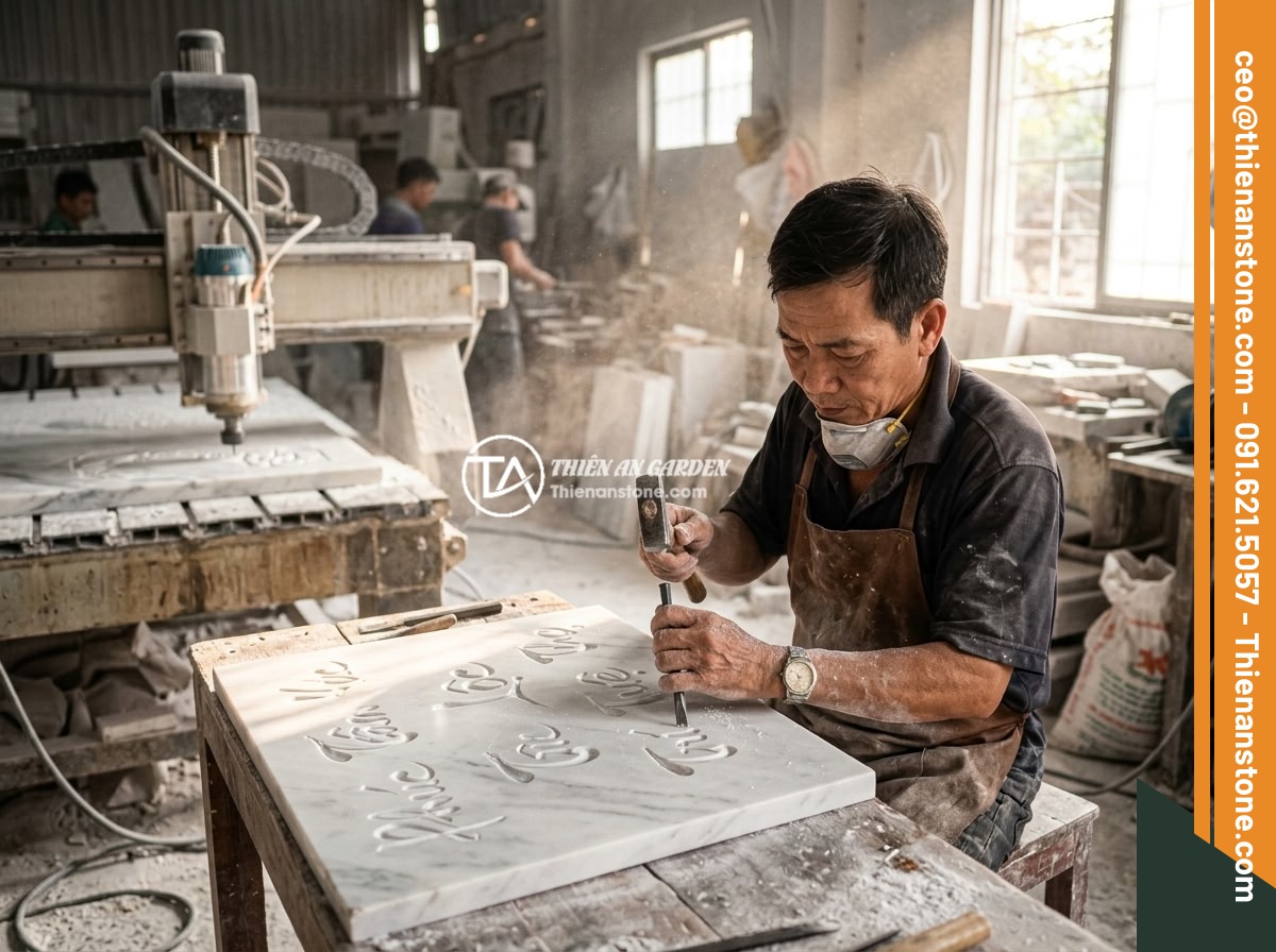 Bảng hiệu đá trắng cẩm thạch