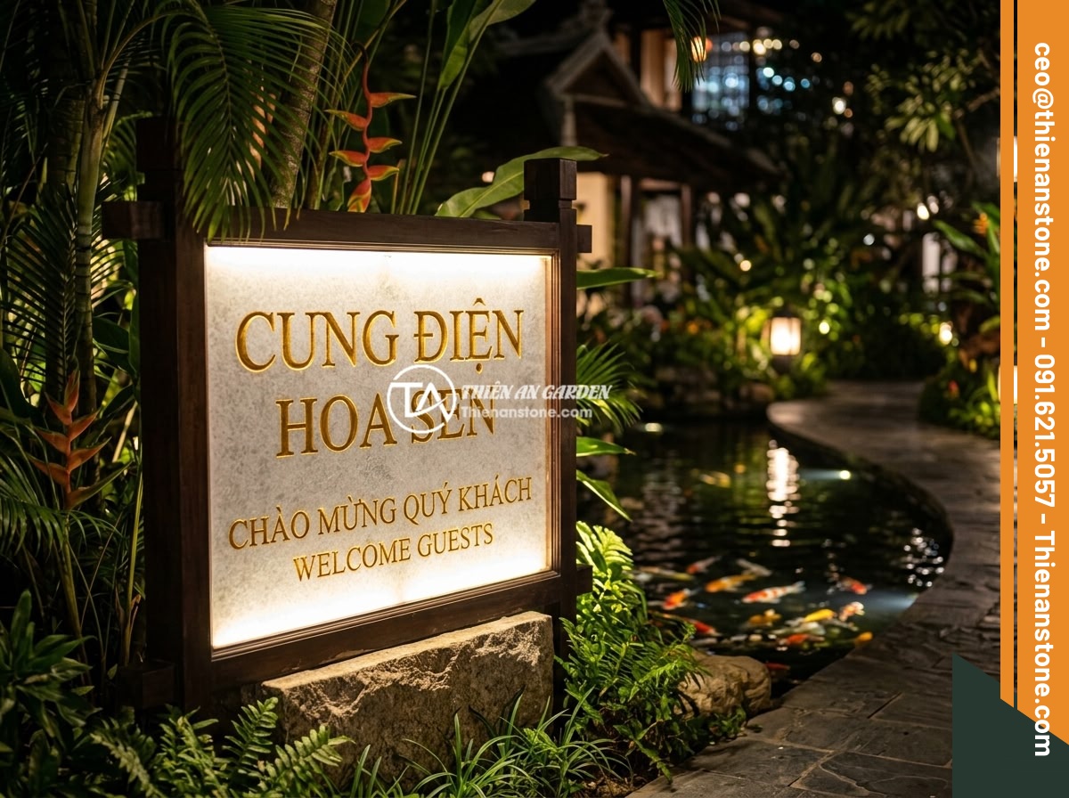 Bảng hiệu đá trắng cẩm thạch