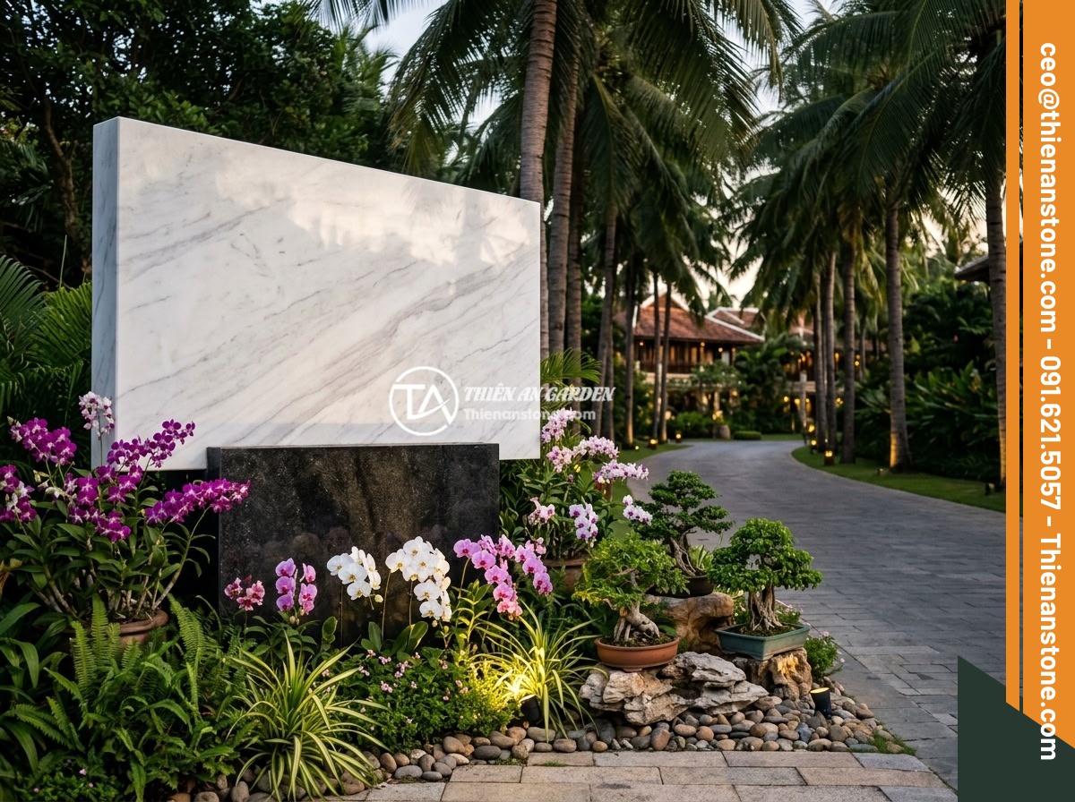 Bảng hiệu đá trắng cẩm thạch