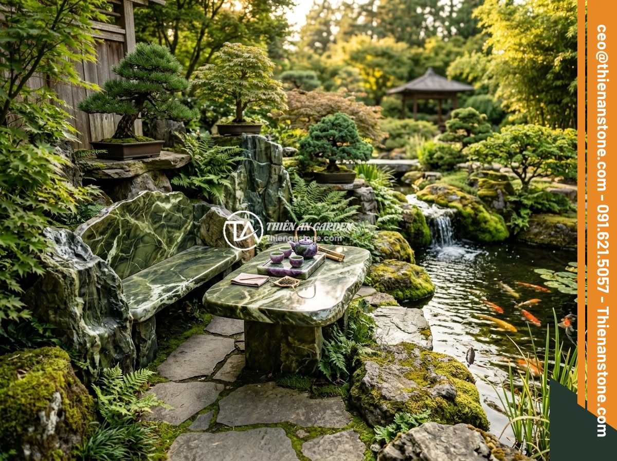 Bộ ấm chén đá quý xanh tím