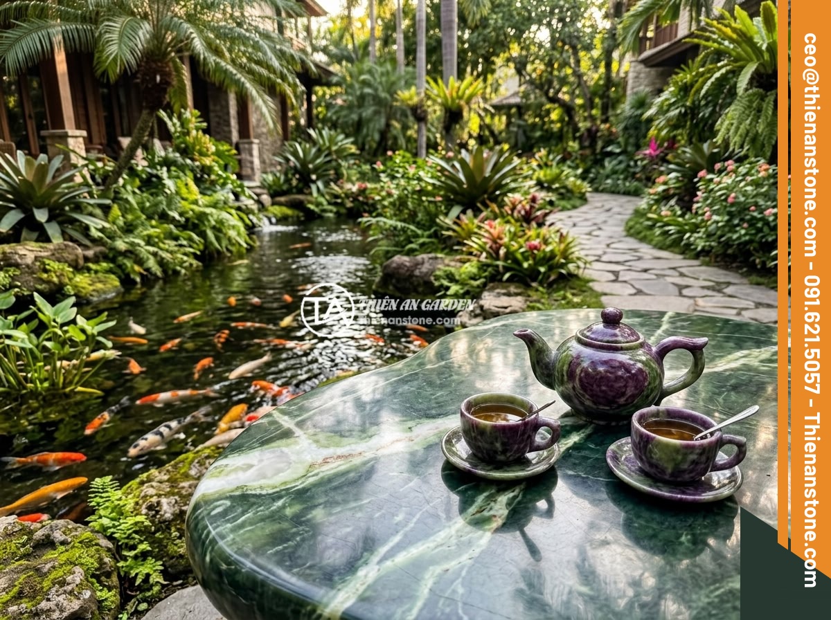Bộ ấm chén đá quý xanh tím