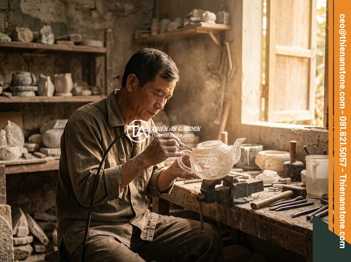 Bộ ấm chén đá thạch anh non
