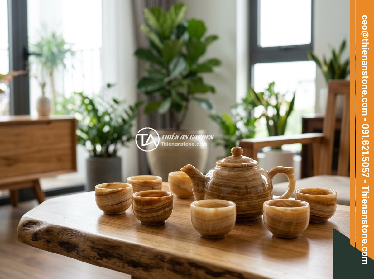 Bộ ấm chén đá thạch anh non