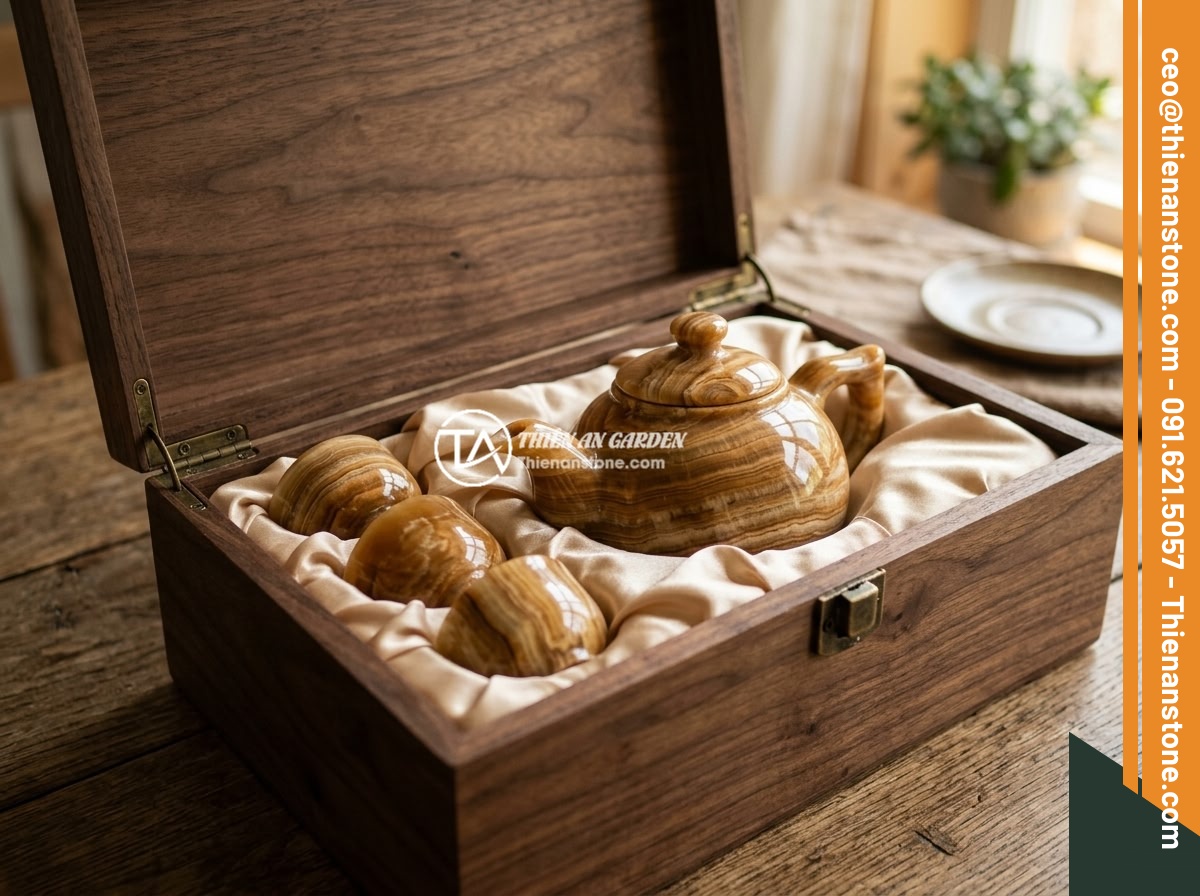 Bộ ấm chén đá thạch anh non