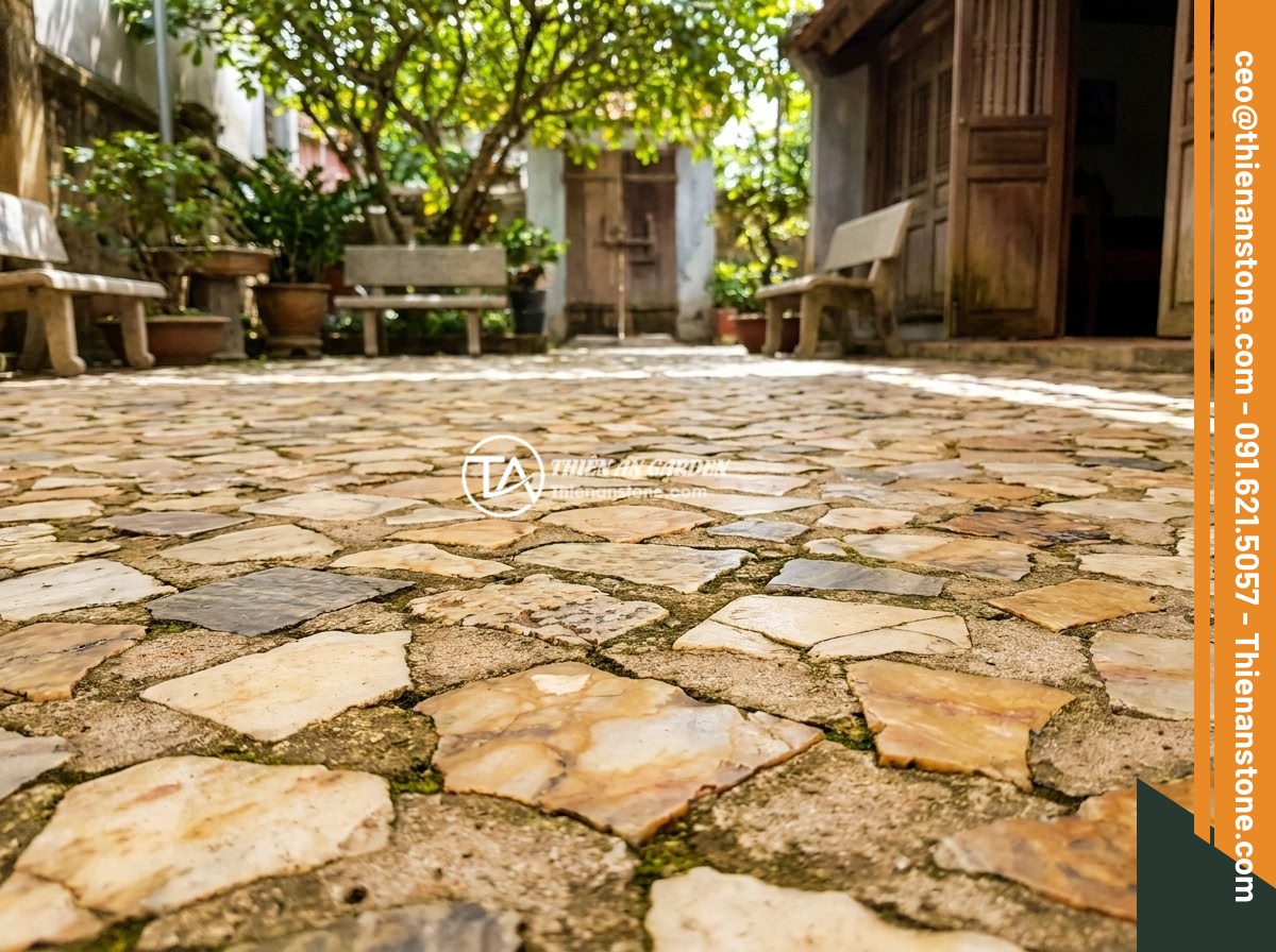 Cách Tính Lượng Đá Thạch Anh Vụn Cần Dùng Khi Rải Nền Nhà Chính Xác - Hình 12 Cách Tính Lượng Đá Thạch Anh Vụn Cần Dùng Khi Rải Nền Nhà Chính Xác - A long-lasting beautiful crushed quartz stone floor installation in a Vietnamese