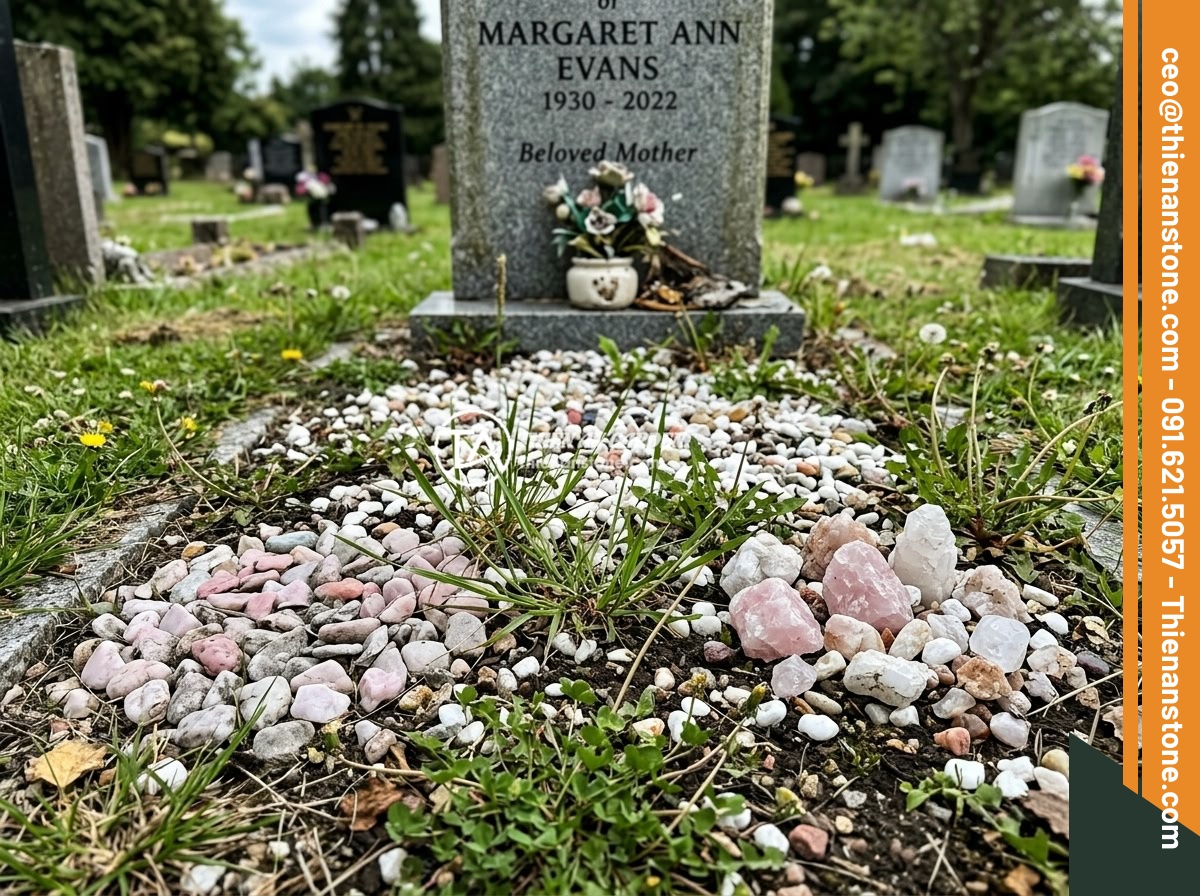 Đá Thạch Anh Ngũ Sắc Rải Mộ - Nên Chọn Màu Nào Và Ý Nghĩa Phong Thủy - Common mistakes when decorating graves with quartz stones: too thin layer, weeds