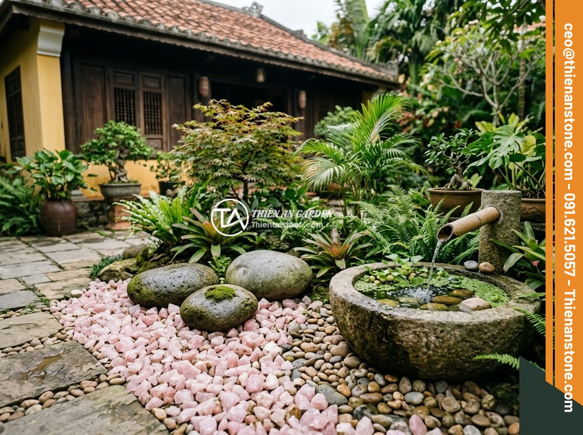 Đá thạch anh vụn hồng