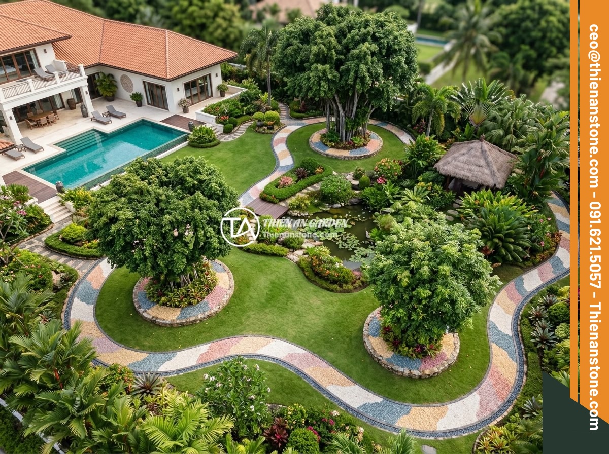 Đá thạch anh vụn ngũ sắc