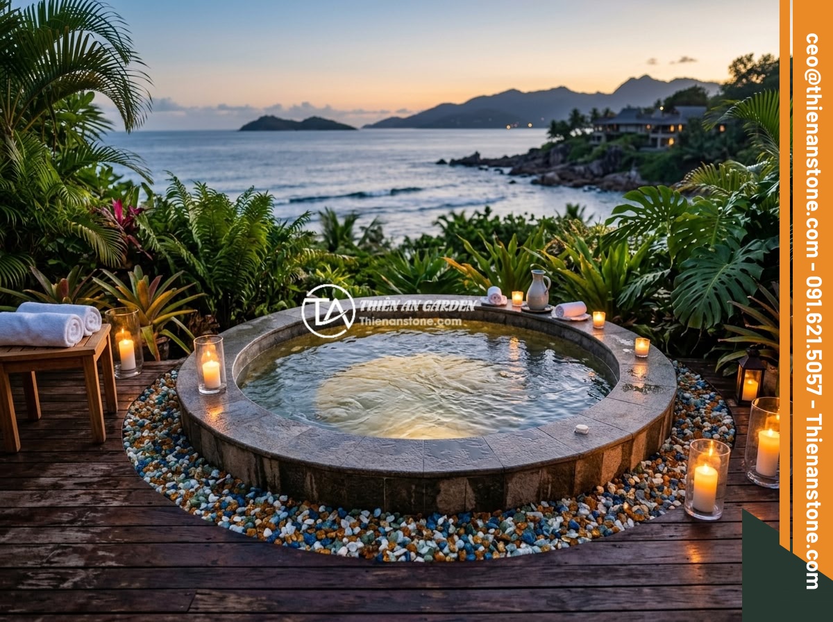Đá thạch anh vụn ngũ sắc
