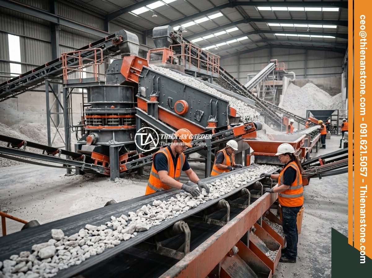 Kinh Nghiệm Thực Tế Sử Dụng Đá Thạch Anh Vụn Trong Xây Dựng Nhà Ở - Modern quartz stone processing facility with advanced crushing and screening mac