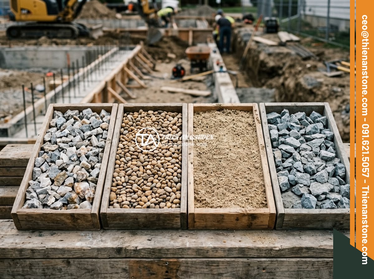 Kinh Nghiệm Thực Tế Sử Dụng Đá Thạch Anh Vụn Trong Xây Dựng Nhà Ở - Side by side comparison of different foundation materials including crushed quar