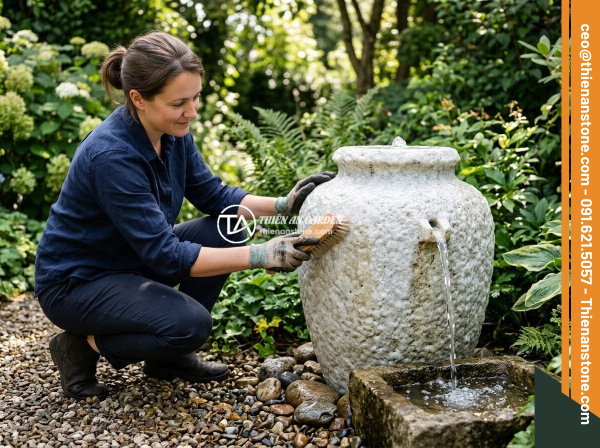 Lu nước tiểu cảnh đá granite