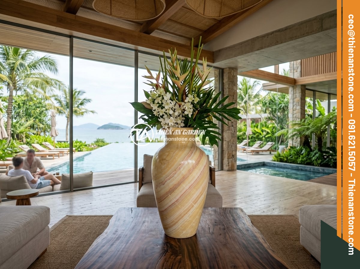 Lục bình đá cẩm thạch vàng
