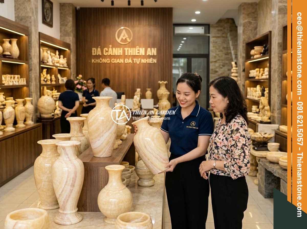 Lục bình đá cẩm thạch vàng
