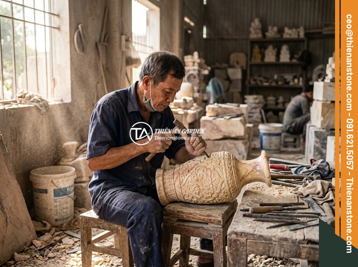 Lục bình đá cẩm thạch vàng