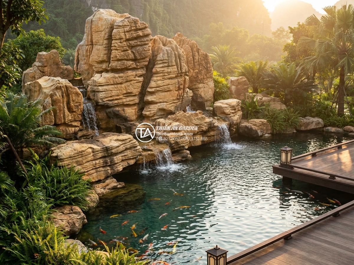 Địa Chỉ Bán Đá Non Bộ Ninh Bình Nguyên Khối Uy Tín Toàn Quốc - Hình 7 Địa Chỉ Bán Đá Non Bộ Ninh Bình Nguyên Khối Uy Tín Toàn Quốc - Luxurious resort photography featuring a grand original block Ninh Binh non-bo i