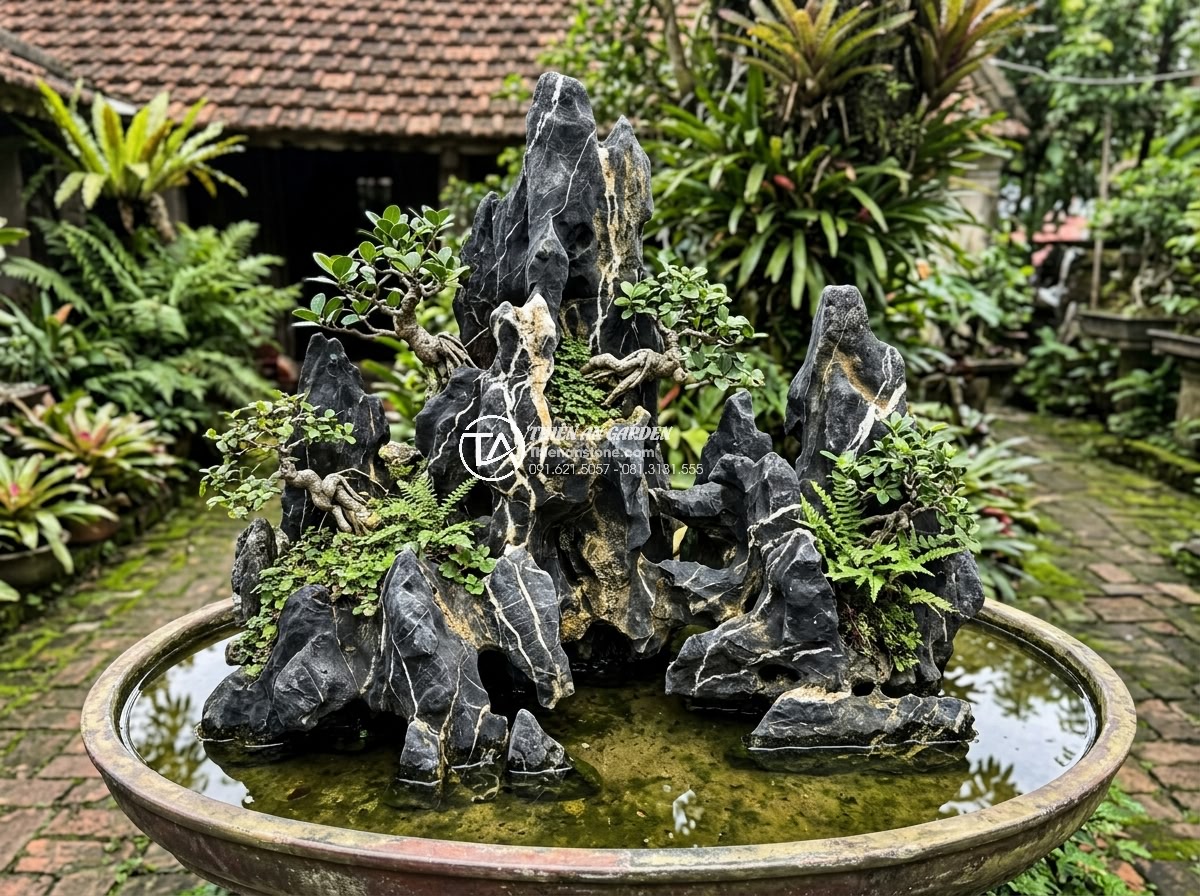 Dịch Vụ Thi Công Hòn Non Bộ Đá Tự Nhiên Trọn Gói 2026 - Long term durability demonstration of natural stone hòn non bộ after 10 years of