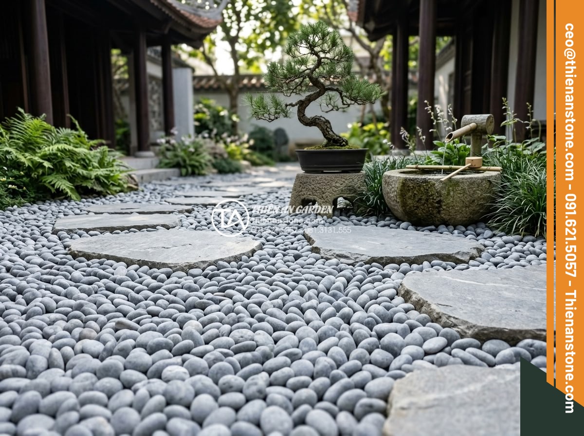 Hỏi Đáp: Rải Sỏi Sân Vườn Có Bị Muỗi Và Côn Trùng Trú Ngụ? - Close-up of premium white and grey mixed gravel in a Japanese-inspired Zen garde