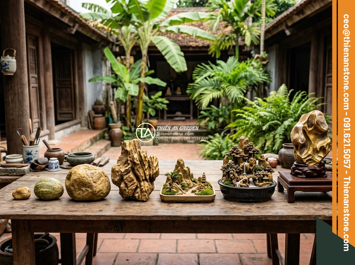 Hòn Non Bộ Đá Cổ Thạch: Tại Sao Lại Có Giá Trị Cao? - Detailed breakdown image of factors affecting price like rarity, size, and craft