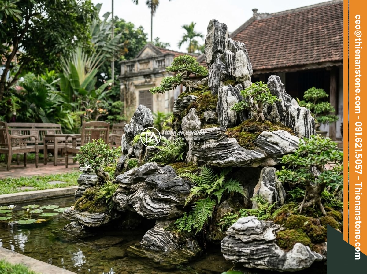 Hòn Non Bộ Đá Tuyết Sơn: Vẻ Đẹp Đẳng Cấp Cho Biệt Thự Sân Vườn - Long-term preserved Tuyet Son stone rockery after years of proper maintenance in