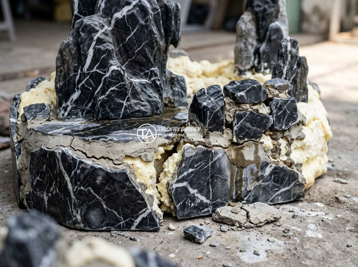 Làm Hòn Non Bộ Bằng Xốp Giả Đá: Giải Pháp Tiết Kiệm Hay Sai Lầm? - Common mistakes in foam hòn non bộ construction like poor sealing and cracking s