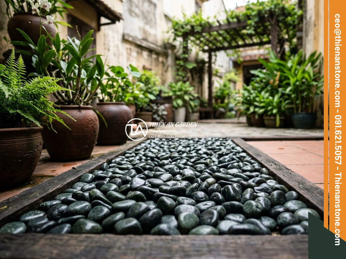 Mẫu Sân Vườn Rải Sỏi Đơn Giản Dễ Làm Cho Nhà Phố - Hình 5 Mẫu Sân Vườn Rải Sỏi Đơn Giản Dễ Làm Cho Nhà Phố - Variety of natural gravel types suitable for townhouse gardens including river p