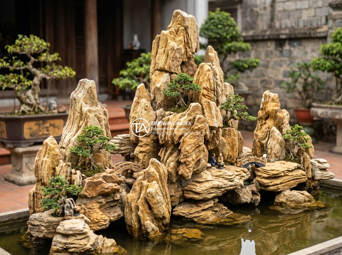 Mua Đá Làm Hòn Non Bộ Ở Đâu Rẻ? Kinh Nghiệm Chọn Đá Chất Lượng - Gallery of beautiful completed hòn non bộ designs using premium natural stones