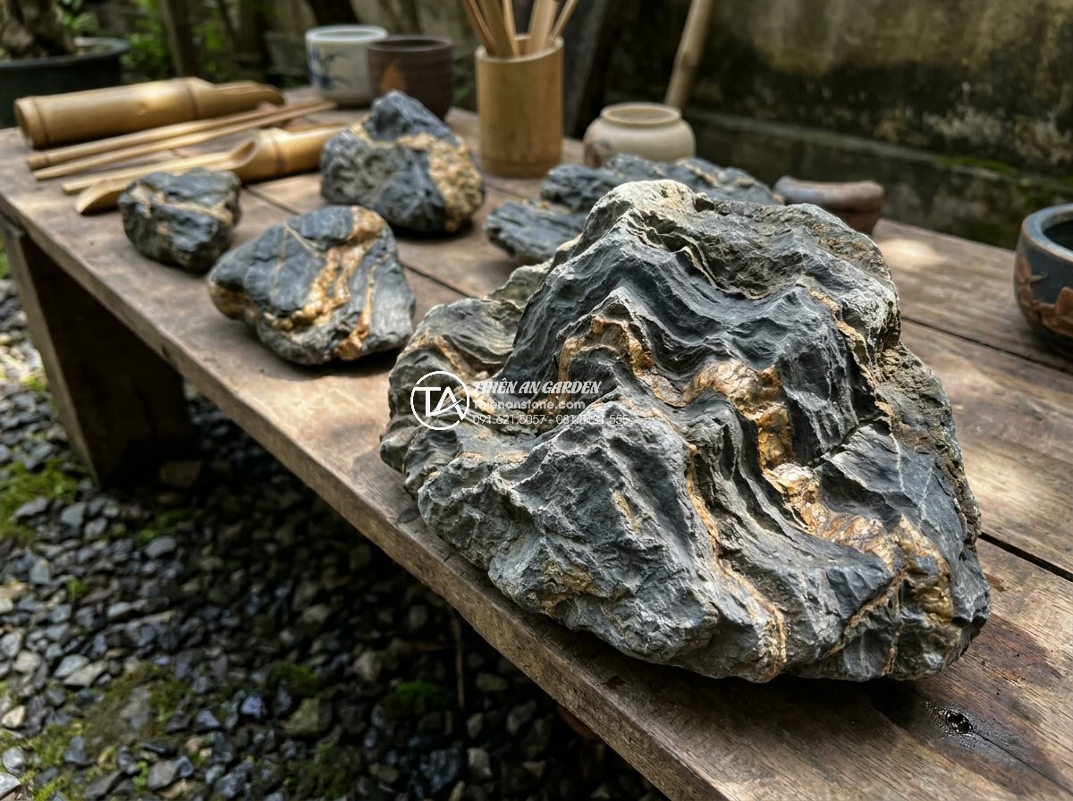 Mua Đá Làm Hòn Non Bộ Ở Đâu Rẻ? Kinh Nghiệm Chọn Đá Chất Lượng - Professional selection process of premium stones for high-end hòn non bộ constru