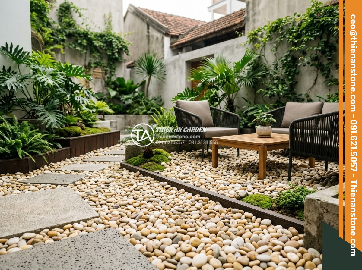 Mua Sỏi Sân Vườn Tại Kho Gốc: Tiết Kiệm Đến 30% Chi Phí - Modern garden design featuring carefully selected pebbles integrated with plants
