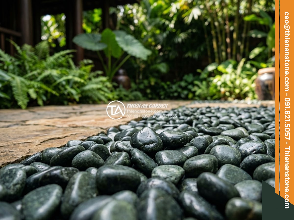 Sỏi Biển Trang Trí: Ưu Điểm Và Ứng Dụng Trong Tiểu Cảnh - Hình 16 Sỏi Biển Trang Trí: Ưu Điểm Và Ứng Dụng Trong Tiểu Cảnh - Luxury garden featuring premium sea pebbles compared to other decorative stones