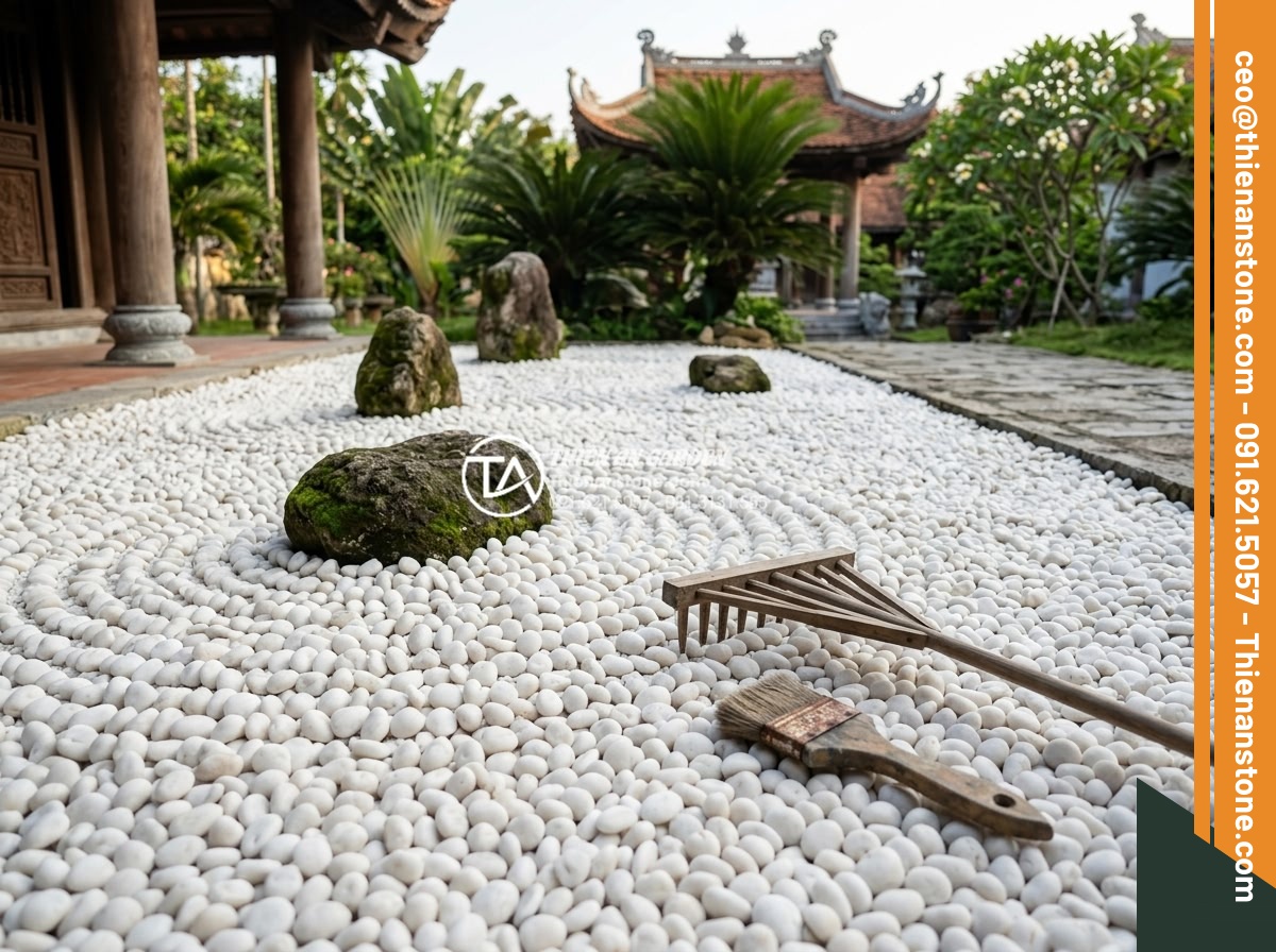 Sỏi Sân Vườn Nhật Bản: Tinh Thần Zen Trong Kiến Trúc Cảnh Quan - Maintenance routine for Japanese Zen gravel garden including raking patterns, we