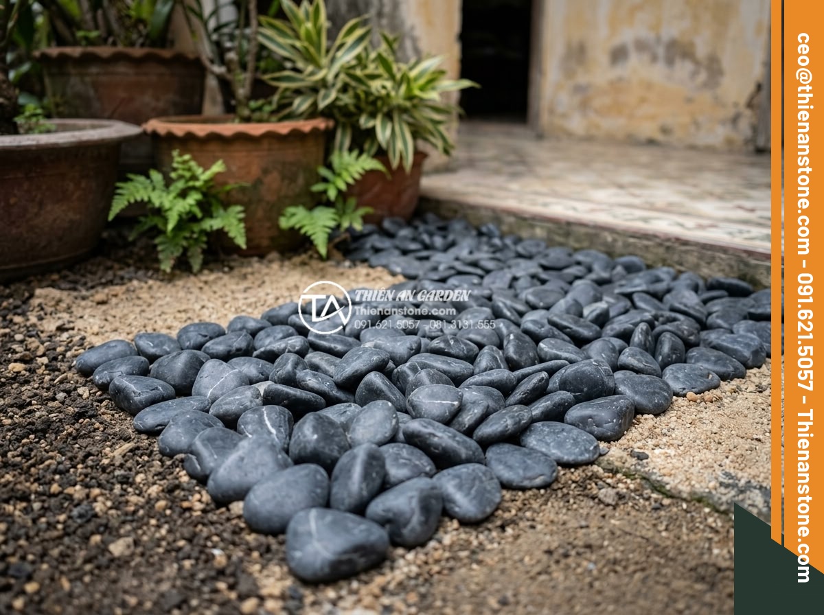 Sỏi Tiểu Cảnh: Nghệ Thuật Sắp Đặt Sỏi Trong Không Gian Nhỏ - Variety of decorative pebbles displayed side by side including white river stone