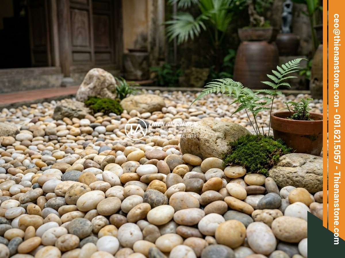 Sỏi Tiểu Cảnh: Nghệ Thuật Sắp Đặt Sỏi Trong Không Gian Nhỏ - Zen-inspired pebble arrangement in limited space following balance and rhythm pr