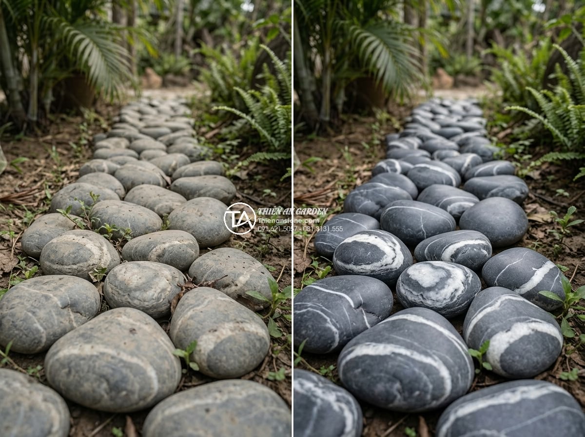 Sự Khác Biệt Giữa Đá Non Bộ Khai Thác Tại Ninh Bình Và Đà Nẵng - Hình 10 Sự Khác Biệt Giữa Đá Non Bộ Khai Thác Tại Ninh Bình Và Đà Nẵng - Before and after maintenance photos of natural non-bo stones showing long-term d