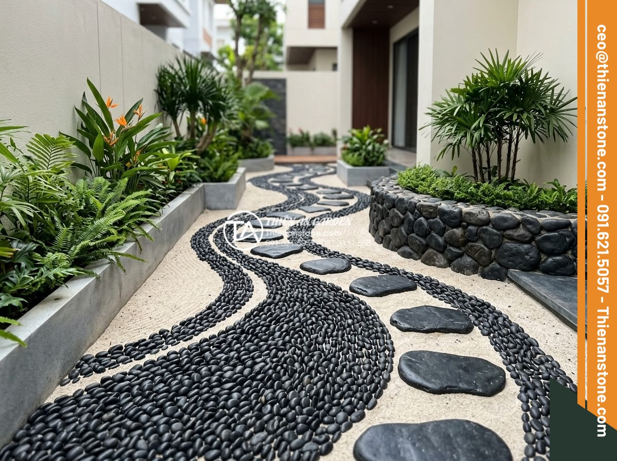 Tính Toán Khối Lượng Sỏi Cần Thiết Cho 1m2 Sân Vườn - Modern 2026 garden design trends featuring creative gravel patterns and natural 