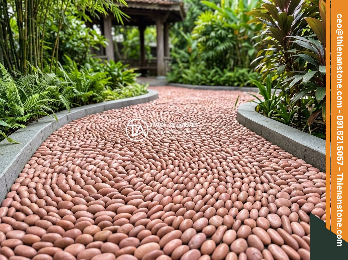 Tính Toán Khối Lượng Sỏi Cần Thiết Cho 1m2 Sân Vườn - Vibrant colored gravel stones in white black and red hues arranged in artistic p