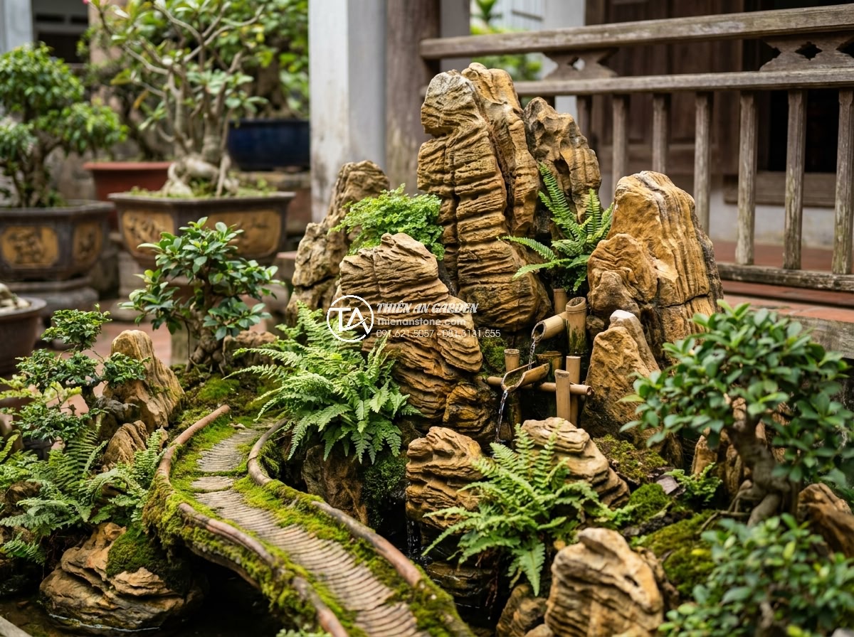 Top 5 Sai Lầm Khi Xếp Đá Non Bộ Làm Ảnh Hưởng Tài Lộc - Happy family enjoying a beautifully designed non bo stone landscape in their hom