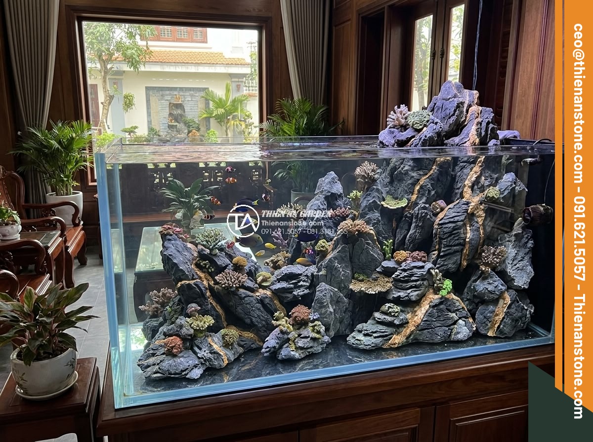 Top Đá San Hô & Đá Sống Làm Hồ Cá Biển & Hồ Thủy Sinh - Hình 8 Top Đá San Hô & Đá Sống Làm Hồ Cá Biển & Hồ Thủy Sinh - Large scale reef tank setup using extensive live rock structures for biological