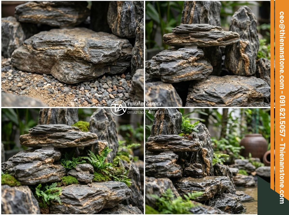 Trình Tự Sắp Xếp Đá Non Bộ Bể Cá Ngoài Trời Chuẩn Nghệ Thuật - Full sequence of arranging stones for outdoor aquarium rockery from base to fina
