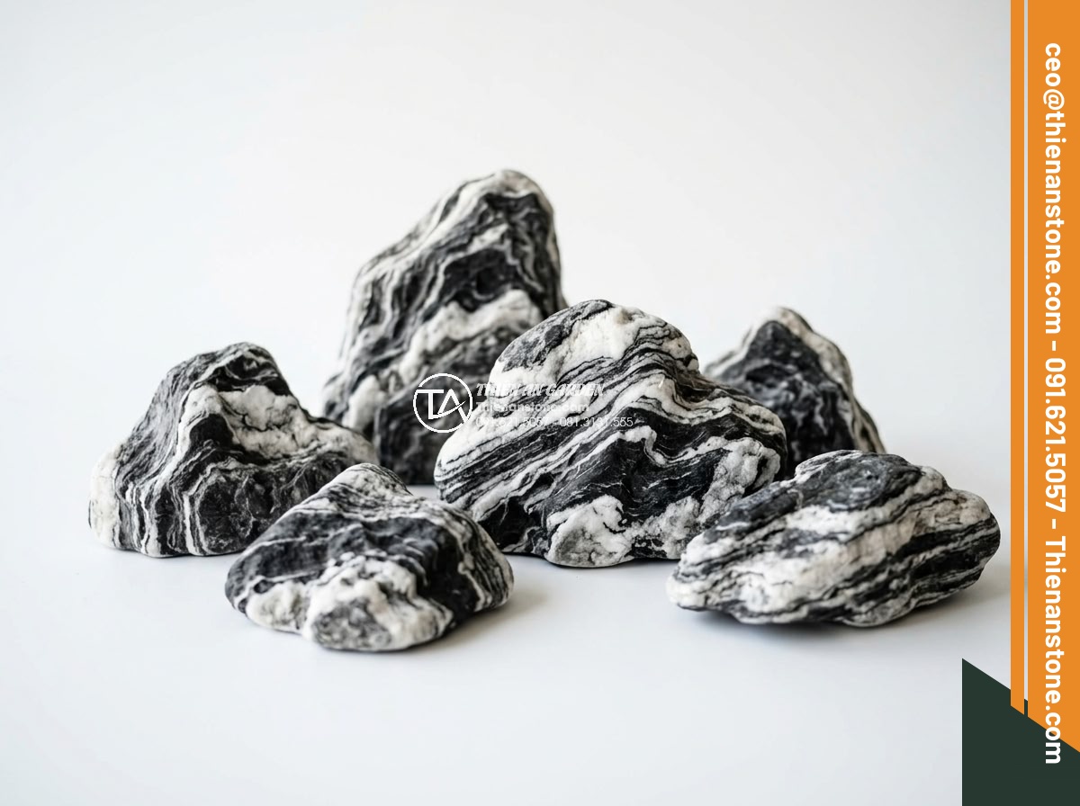 Xu Hướng Chơi Đá Non Bộ Mini Để Bàn Làm Việc Năm 2026 - Collection of popular natural stones for mini rockery including granite, marble,