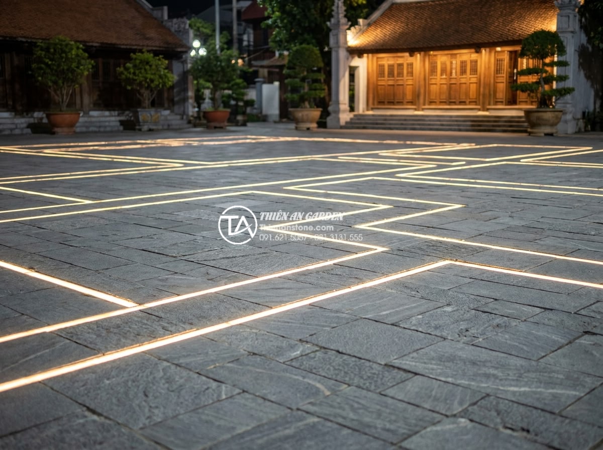 Báo giá đá cubic Thanh Hóa: Giải pháp tiết kiệm cho công trình công cộng - Night view professional photography of an illuminated public plaza using Thanh H