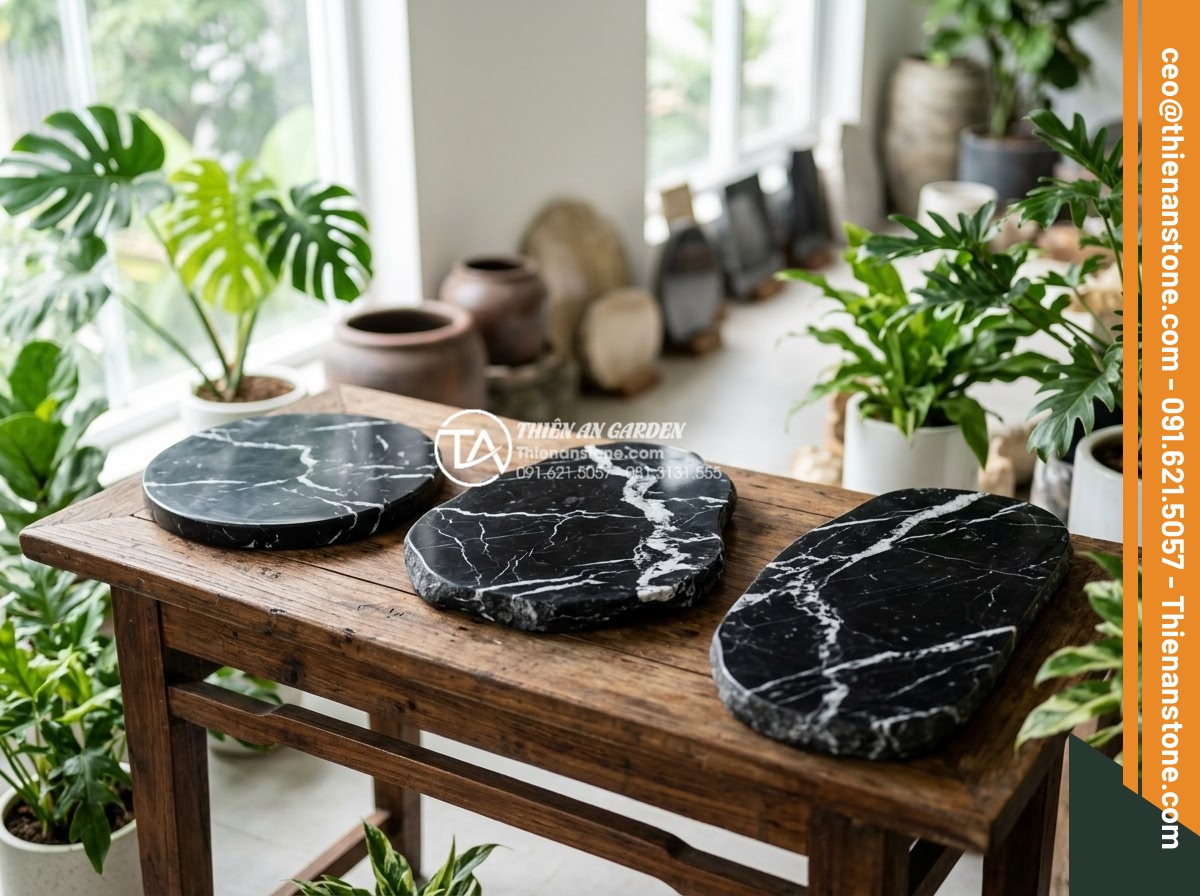 Cách bố trí đá dậm bước theo phong thủy giúp thu hút tài lộc - Hình 5 Cách bố trí đá dậm bước theo phong thủy giúp thu hút tài lộc - High resolution studio product photography showcasing four premium natural stepp
