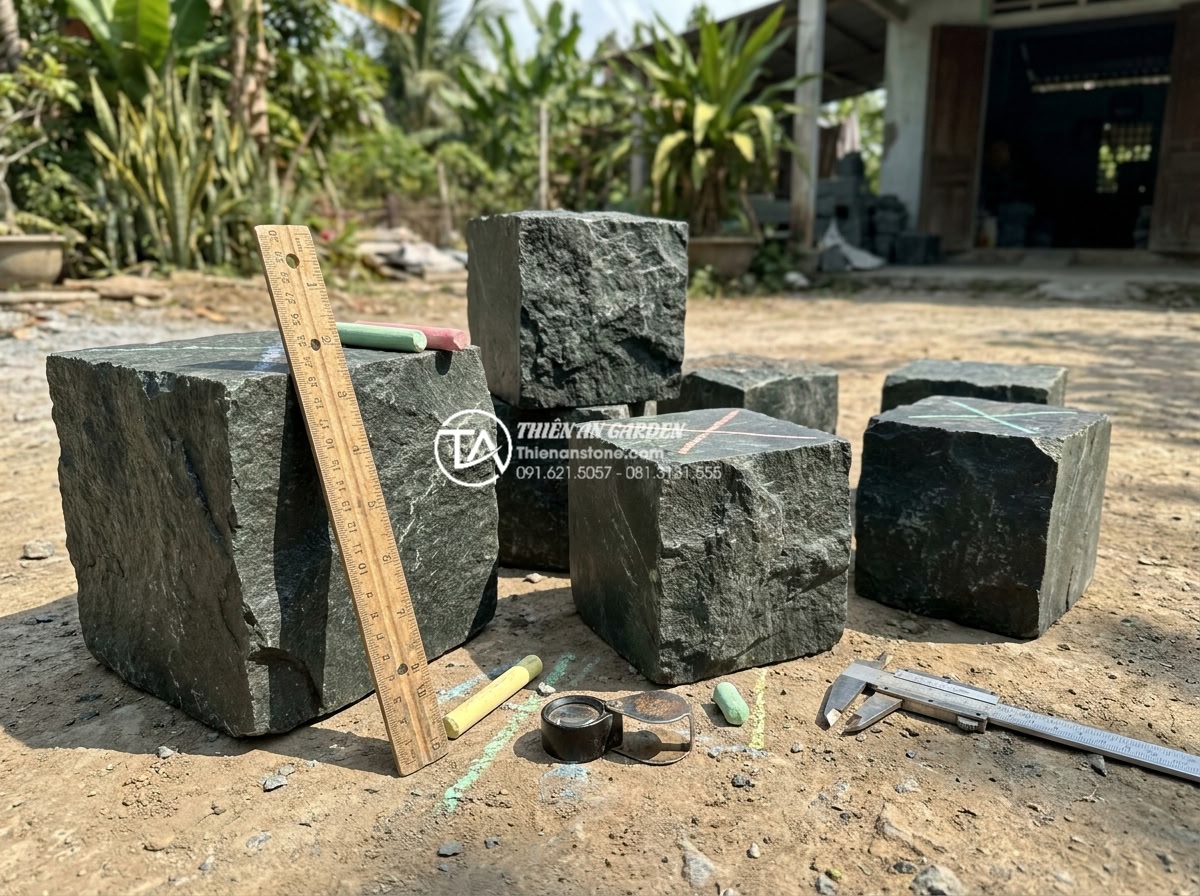 Cách lát đá cubic đúng kỹ thuật: Hướng dẫn chi tiết từng bước từ chuyên gia - Collection of different types of cubic natural stones including basalt, granite,