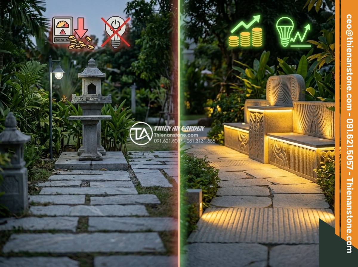 Cách phối màu đá răng lược vàng với ánh sáng đèn trang trí sân vườn - Hình 17 Cách phối màu đá răng lược vàng với ánh sáng đèn trang trí sân vườn - Economic benefits infographic style image depicting cost savings and value incre
