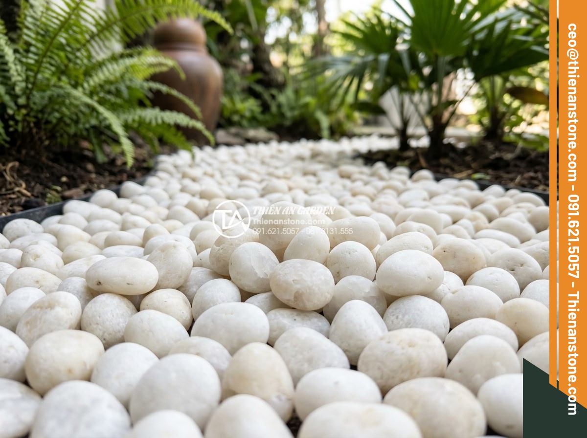 Cách Xử Lý Khi Sỏi Sân Vườn Bị Rêu Mốc Vào Mùa Mưa - Hình 12 Cách Xử Lý Khi Sỏi Sân Vườn Bị Rêu Mốc Vào Mùa Mưa - Eco-friendly cleaning result showing moss-free natural garden pebbles treated wi