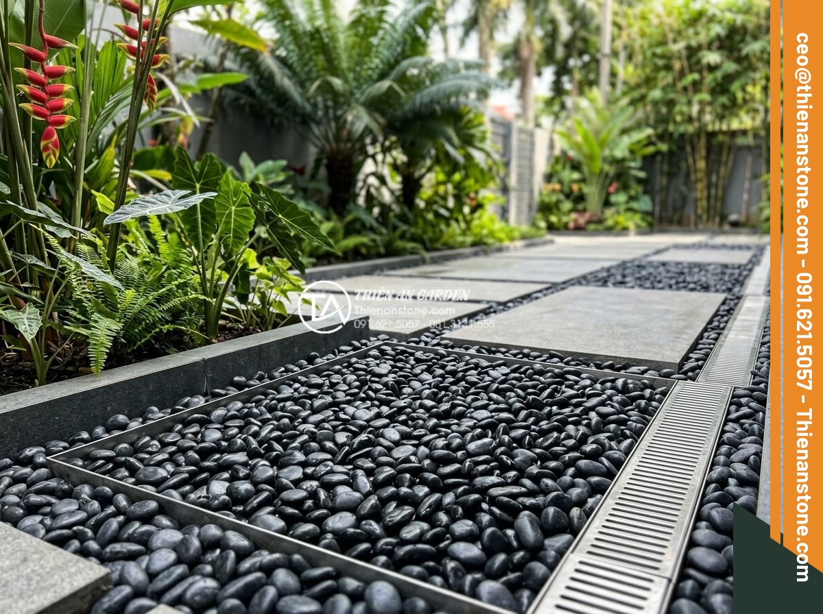 Cách Xử Lý Khi Sỏi Sân Vườn Bị Rêu Mốc Vào Mùa Mưa - Hình 16 Cách Xử Lý Khi Sỏi Sân Vườn Bị Rêu Mốc Vào Mùa Mưa - High-quality sỏi rải sân vườn installation in modern landscape design, clean and