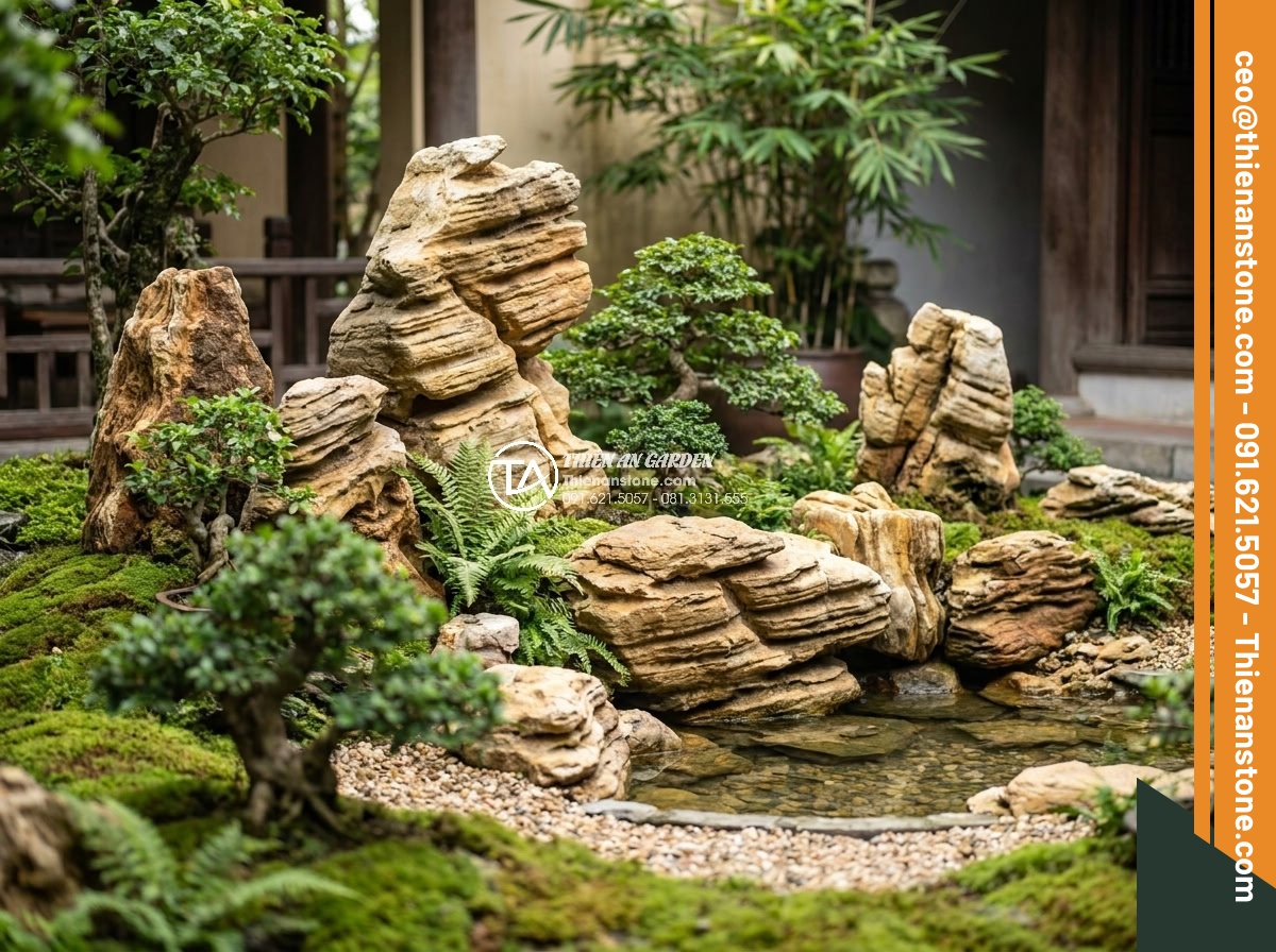 Checklist 7 tiêu chuẩn vàng khi chọn mua đá cổ thạch Nghệ An xịn - Hình 10 Checklist 7 tiêu chuẩn vàng khi chọn mua đá cổ thạch Nghệ An xịn - Aesthetic arrangement of Nghe An stones highlighting natural color harmony in la