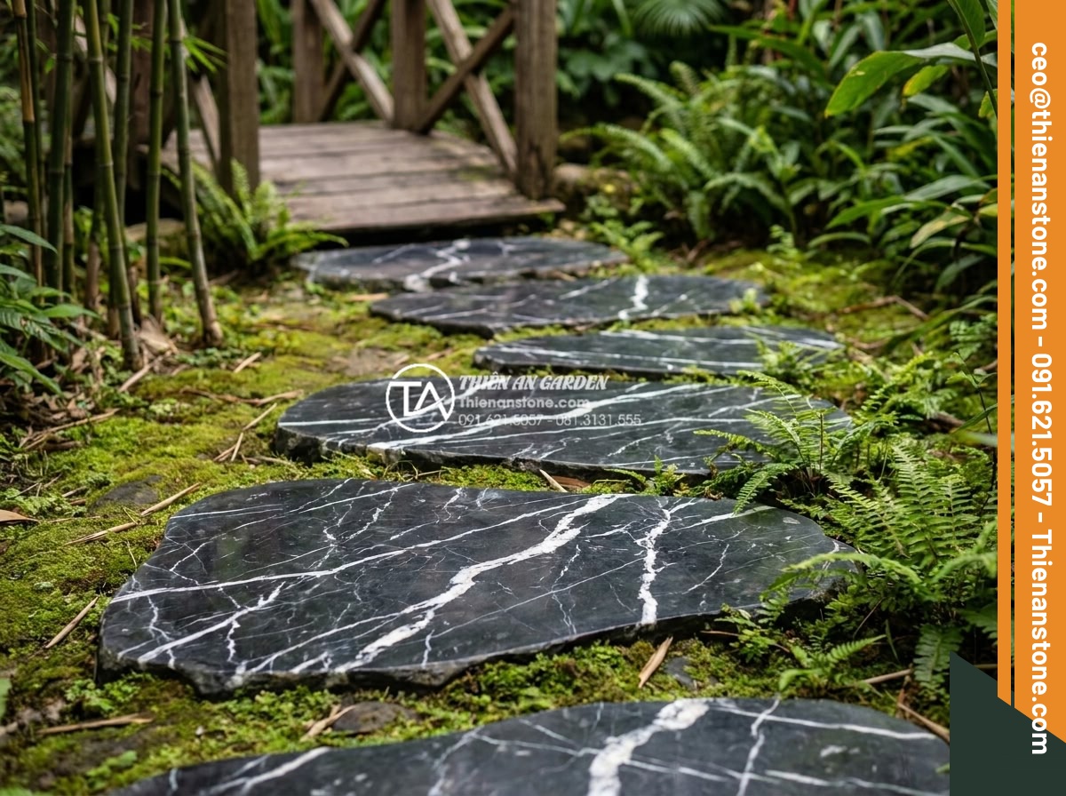 Đá bước dạo đen láng: Sự sang trọng tối thượng cho kiến trúc hiện đại - Side by side comparison chart visual of different natural stones including black