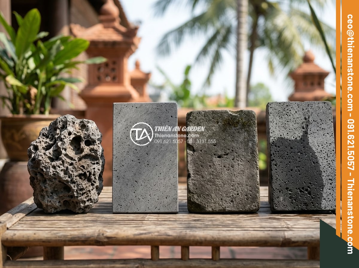Đá bước dạo tổ ong: Vẻ đẹp mộc mạc và gần gũi cho sân vườn phố - Side-by-side comparison of different stepping stone materials: natural honeycomb