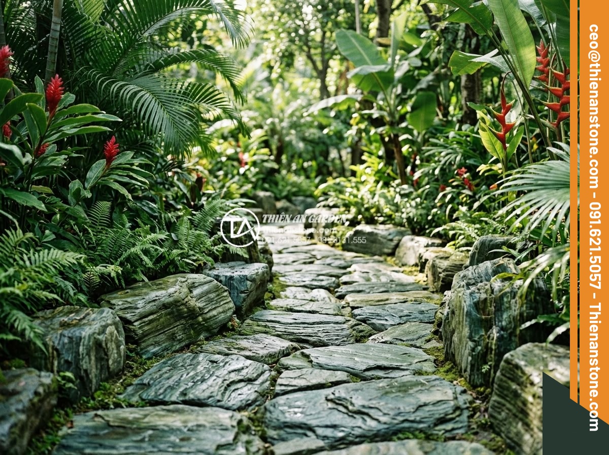 Đá bước dạo tự nhiên: Tại sao là lựa chọn số 1 cho cảnh quan bền vững? - Long term well-maintained natural stone path looking fresh and beautiful after y